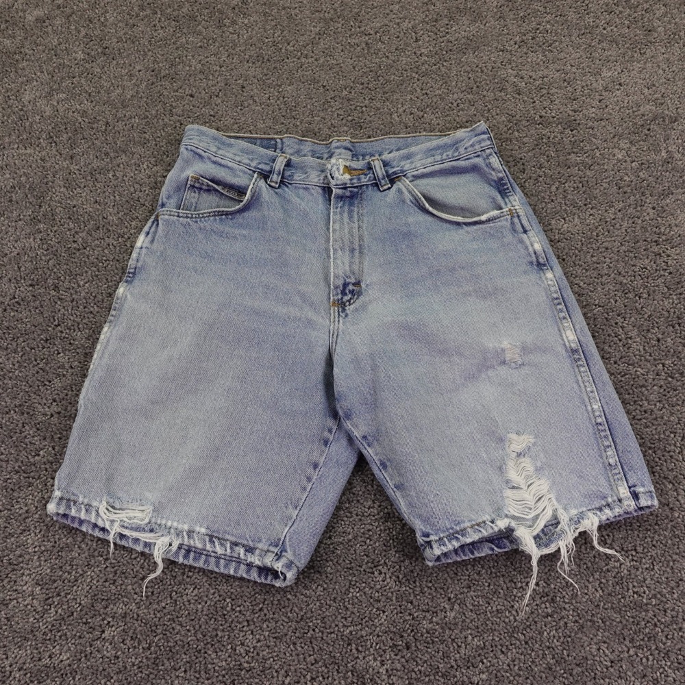 Vtg Wrangler Denim Shorts Mens 30 Light Blue Distressed Cut Off Frayed Hem Jean